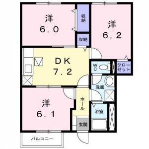 ピソソルアード東仙房 102の間取り画像