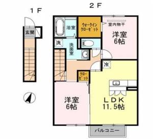 プランドール安岡ⅢB棟 203の間取り画像