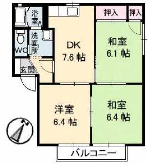 ロイヤル田坂ⅡA棟 201の間取り画像