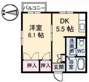 ワンズワン新須賀 201の間取り画像