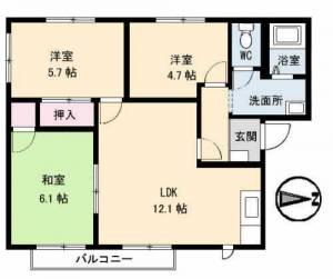 ドミール鈴蘭C棟 106の間取り画像