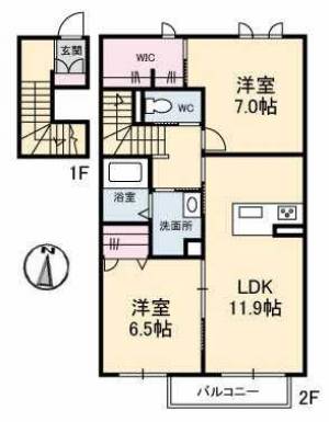 シャーメゾンことぶき 202の間取り画像