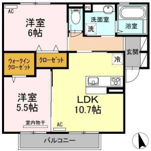 ソレイユルヴァンB棟 203の間取り画像