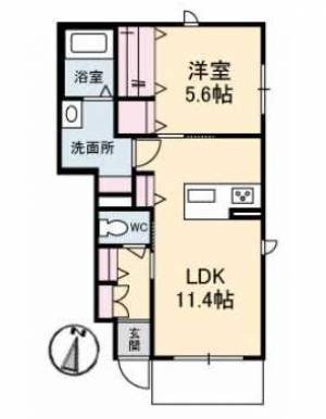 ヴィアソーレ妻鳥Ⅱ 103の間取り画像