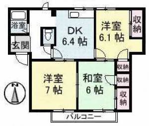 ドミール鈴蘭B棟 201の間取り画像