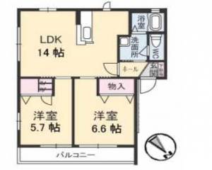 シャーメゾン南川B棟 203の間取り画像