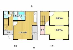 河内町２LDKメゾネット貸家 Aの間取り画像