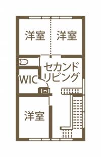 土間リビングにヌック、和の書斎まで 
複雑な空間設計もしっかり支える高性能 2F間取り図