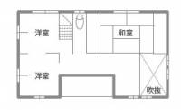 昭和の民家のような、土間と吹き抜けのある家。 2F間取り図