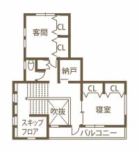 夫婦の共通の趣味を中2階に凝縮 家族もゲストも居心地がいい住空間 2F間取り図