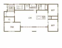 平屋ベースの家でスマートな暮らしを実現 デッドスペースをなくして空間を有効活用 1F間取り図
