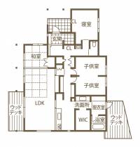 日常を彩る奥ゆかしき和の要素 
スギと畳のリビングで楽しむ床座生活 1F間取り図