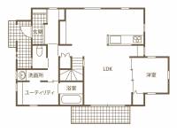 家族への想いを形にした
やさしい自然素材の家 1F間取り図