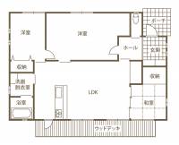 “平屋は高い”というハードルを下げた
Hirabako大洲モデルホーム 1F間取り図