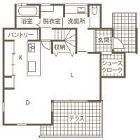 洗練されたラグジュアリーな空間
デザイン性と心地よさを両立させた家 1F間取り図