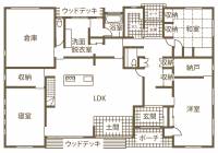 大空間が暮らしを豊かに
景色を大切にした二世帯住宅 1F間取り図