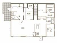 シンプルな家事動線と収納計画がカギ
海が似合う家でリゾート気分を満喫中 1F間取り図