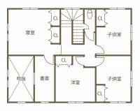 シンプルな家事動線と収納計画がカギ
海が似合う家でリゾート気分を満喫中 2F間取り図