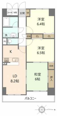 香川県高松市円座町 ヴァリューマリオン円座 10階 3LDK の間取り