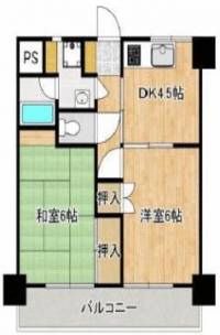 香川県高松市築地町 ダイヤパレス築地 8階 2DK の間取り