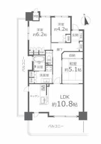 香川県高松市桜町２丁目 高松市 桜町２丁目 (栗林駅) 10階 3LDK の間取り