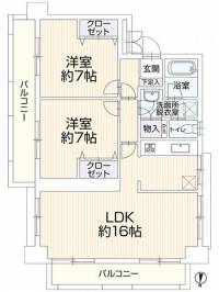 香川県高松市末広町 労住協第２２ビル　末広町マンション　６０５ 6階 2LDK の間取り