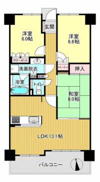 香川県高松市栗林町２丁目 サーパスシティ栗林 2階 3LDK の間取り