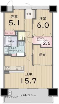 高松市今里町375 アルファステイツ今里町 902の間取り