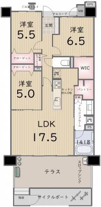 高松市三条町229-1 サーパス三条スクエアガーデン の間取り