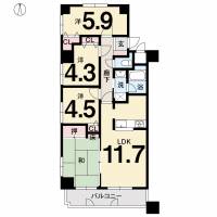 松山市岩崎町2丁目632 ライオンズマンション道後公園第2 706号室の間取り