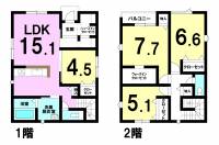 松山市東石井1丁目 松山市東石井 一戸建 の間取り