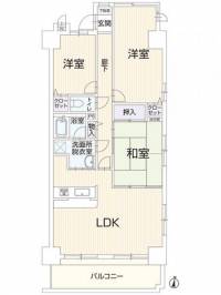 松山市問屋町 ライオンズマンション松山問屋町：南向き3LDK 201の間取り