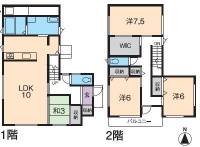 松山市古川西3丁目1074-6 松山市古川西 一戸建 2号地の間取り