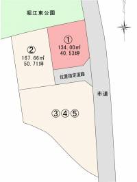 松山市堀江町甲1457-1 松山市堀江町 1号地の区画図
