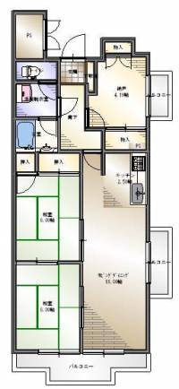 松山市喜与町1-3-1 松山市喜与町 の間取り