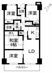 松山市辰巳町1-8 サーパス三津壱番館 904号の間取り