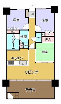 西条市大新田219-6 サーパス御殿前通り三番館　 102の間取り