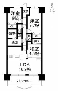 愛媛県松山市姫原3丁目甲487番地1 サントノーレ姫原弐番館 の間取り