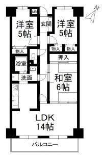 愛媛県松山市衣山5丁目1番50 サーパス衣山壱番館 の間取り