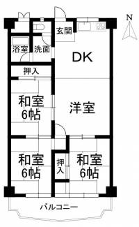 愛媛県松山市石手4丁目甲728番地 グランドハイツ道後 の間取り