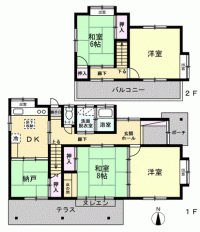 松山市桑原2丁目850-5 松山市桑原 一戸建 の間取り