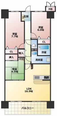 高知県高知市縄手町39-1 サントノーレ縄手 903 の間取り