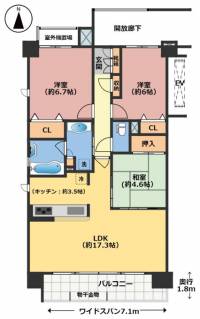 高知県高知市南川添12-8 ポレスター南川添 の間取り