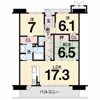 高知市青柳町 サーパス青柳町 の間取り