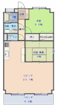 高知市鴨部1丁目 鏡川コーポB棟 2501の間取り