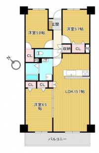 高知県高知市一宮南町１丁目 サーパスシティ高知１402 の間取り