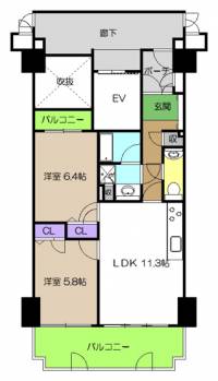 高知県高知市中の島 サーパス中の島 の間取り