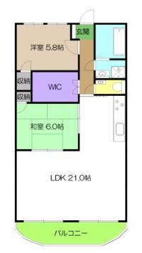 高知県高知市鴨部１丁目 鏡川コーポA棟 の間取り