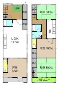 高知県高知市幸町６番2 高知市幸町 一戸建 の間取り