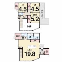 高知市一宮東町4丁目6-8 高知市一宮東町 一戸建 築浅物件！３LDK太陽光発電付き電化住宅の間取り